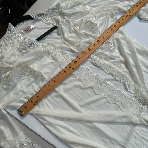 Vintage cream white lace robe puff sleeve maxi fairy nylon coquette girl boho - Picture 15 of 16